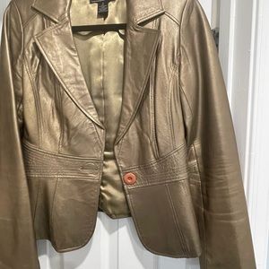 Gold metallic leather blazer